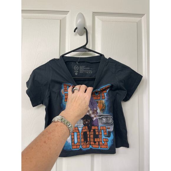 New Snoop Dogg crop small t-shirt rap artist graphic tee black NWOT short sleeve - Picture 3 of 3